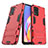 Custodia Silicone e Plastica Opaca Cover con Supporto per Oppo A94 4G Rosso