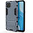 Custodia Silicone e Plastica Opaca Cover con Supporto per Oppo Reno4 F Blu