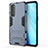 Custodia Silicone e Plastica Opaca Cover con Supporto per Oppo Reno4 Pro 4G Blu