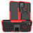 Custodia Silicone e Plastica Opaca Cover con Supporto per Realme C15 Rosso