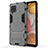 Custodia Silicone e Plastica Opaca Cover con Supporto per Samsung Galaxy A42 5G Grigio