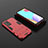 Custodia Silicone e Plastica Opaca Cover con Supporto per Samsung Galaxy A52s 5G Rosso