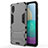 Custodia Silicone e Plastica Opaca Cover con Supporto per Samsung Galaxy M02 Grigio