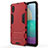 Custodia Silicone e Plastica Opaca Cover con Supporto per Samsung Galaxy M02 Rosso