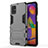 Custodia Silicone e Plastica Opaca Cover con Supporto per Samsung Galaxy M31s Grigio