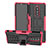 Custodia Silicone e Plastica Opaca Cover con Supporto per Sony Xperia 1 Rosa Caldo
