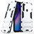 Custodia Silicone e Plastica Opaca Cover con Supporto per Xiaomi Redmi Note 8 Argento