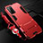 Custodia Silicone e Plastica Opaca Cover con Supporto R01 per Huawei Honor 30 Lite 5G Rosso
