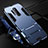 Custodia Silicone e Plastica Opaca Cover con Supporto R01 per OnePlus 8 Pro Blu