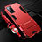 Custodia Silicone e Plastica Opaca Cover con Supporto R01 per Oppo A72 Rosso