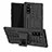 Custodia Silicone e Plastica Opaca Cover con Supporto R01 per Samsung Galaxy Note 10 Nero