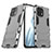 Custodia Silicone e Plastica Opaca Cover con Supporto R01 per Xiaomi Mi 11 Lite 5G NE Grigio