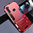 Custodia Silicone e Plastica Opaca Cover con Supporto R01 per Xiaomi Redmi Note 8T Rosso