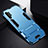 Custodia Silicone e Plastica Opaca Cover con Supporto R02 per Samsung Galaxy Note 10 Plus 5G Cielo Blu