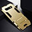 Custodia Silicone e Plastica Opaca Cover con Supporto R02 per Samsung Galaxy S10 Oro