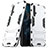 Custodia Silicone e Plastica Opaca Cover con Supporto R03 per Huawei Honor 20 Bianco