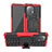 Custodia Silicone e Plastica Opaca Cover con Supporto R06 per Xiaomi Mi 11 Lite 5G NE Rosso