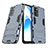 Custodia Silicone e Plastica Opaca Cover con Supporto T01 per Oppo A56 5G Blu