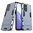 Custodia Silicone e Plastica Opaca Cover con Supporto T01 per Oppo F19 Pro+ Plus 5G Blu