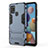 Custodia Silicone e Plastica Opaca Cover con Supporto T01 per Samsung Galaxy A21s Blu
