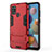 Custodia Silicone e Plastica Opaca Cover con Supporto T01 per Samsung Galaxy A21s Rosso