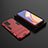 Custodia Silicone e Plastica Opaca Cover con Supporto T02 per Oppo A94 4G Rosso