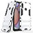 Custodia Silicone e Plastica Opaca Cover con Supporto T02 per Samsung Galaxy M01s Argento