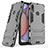 Custodia Silicone e Plastica Opaca Cover con Supporto T02 per Samsung Galaxy M01s Grigio
