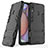 Custodia Silicone e Plastica Opaca Cover con Supporto T02 per Samsung Galaxy M01s Nero
