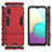 Custodia Silicone e Plastica Opaca Cover con Supporto T02 per Samsung Galaxy M02