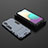 Custodia Silicone e Plastica Opaca Cover con Supporto T02 per Samsung Galaxy M02 Blu