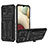Custodia Silicone e Plastica Opaca Cover con Supporto YF1 per Samsung Galaxy A12 Nero