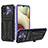 Custodia Silicone e Plastica Opaca Cover con Supporto YF1 per Samsung Galaxy M12 Viola