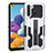 Custodia Silicone e Plastica Opaca Cover con Supporto ZJ1 per Samsung Galaxy A21 Bianco