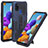 Custodia Silicone e Plastica Opaca Cover con Supporto ZJ1 per Samsung Galaxy A21s Blu