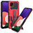 Custodia Silicone e Plastica Opaca Cover con Supporto ZJ1 per Samsung Galaxy F42 5G Rosso