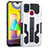 Custodia Silicone e Plastica Opaca Cover con Supporto ZJ1 per Samsung Galaxy M21s Bianco