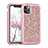 Custodia Silicone e Plastica Opaca Cover Fronte e Retro 360 Gradi Bling-Bling per Apple iPhone 11 Pro Max Oro Rosa