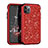 Custodia Silicone e Plastica Opaca Cover Fronte e Retro 360 Gradi Bling-Bling per Apple iPhone 11 Pro Max Rosso