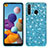 Custodia Silicone e Plastica Opaca Cover Fronte e Retro 360 Gradi Bling-Bling per Samsung Galaxy A21 Cielo Blu