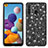 Custodia Silicone e Plastica Opaca Cover Fronte e Retro 360 Gradi Bling-Bling per Samsung Galaxy A21 Nero