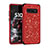 Custodia Silicone e Plastica Opaca Cover Fronte e Retro 360 Gradi Bling-Bling per Samsung Galaxy S10 5G Rosso