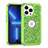 Custodia Silicone e Plastica Opaca Cover Fronte e Retro 360 Gradi Bling-Bling YJ1 per Apple iPhone 13 Pro Max Verde