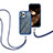 Custodia Silicone e Plastica Opaca Cover Fronte e Retro 360 Gradi con Cinghia Cordino Mano per Apple iPhone 13 Pro Max Blu