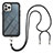 Custodia Silicone e Plastica Opaca Cover Fronte e Retro 360 Gradi con Cinghia Cordino Mano per Apple iPhone 14 Pro
