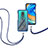 Custodia Silicone e Plastica Opaca Cover Fronte e Retro 360 Gradi con Cinghia Cordino Mano per Xiaomi Poco M2 Pro Blu