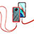 Custodia Silicone e Plastica Opaca Cover Fronte e Retro 360 Gradi con Cinghia Cordino Mano per Xiaomi Redmi Note 9 5G Rosso