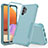 Custodia Silicone e Plastica Opaca Cover Fronte e Retro 360 Gradi MQ1 per Samsung Galaxy A32 5G Azzurro