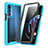 Custodia Silicone e Plastica Opaca Cover Fronte e Retro 360 Gradi per Motorola Moto Edge 20 Pro 5G Cielo Blu