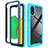 Custodia Silicone e Plastica Opaca Cover Fronte e Retro 360 Gradi per Samsung Galaxy A03 Core Cielo Blu